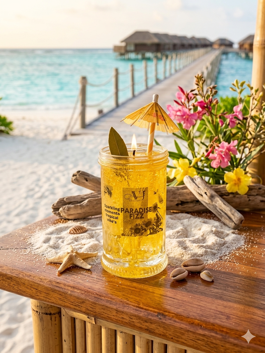 Paradise Fizz: The Ultimate Tropical Escape cocktail candle