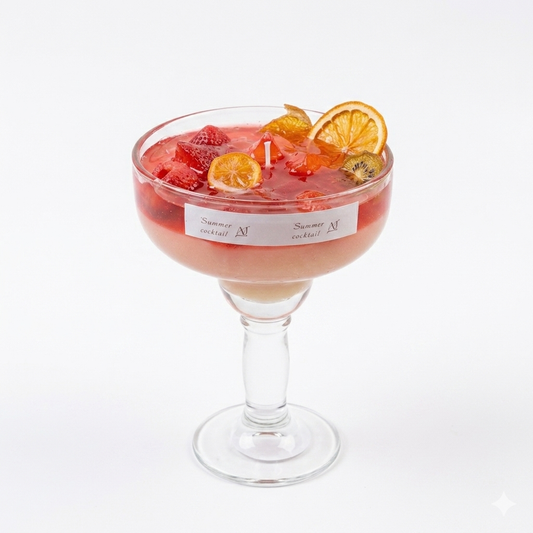 Strawberry Gin Fizz Gel Cocktail Candle – Artisanal Fruity Home Decor & Gift