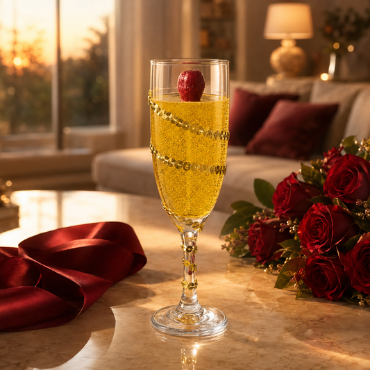 Golden Celebration Champagne Glass Gel Candle