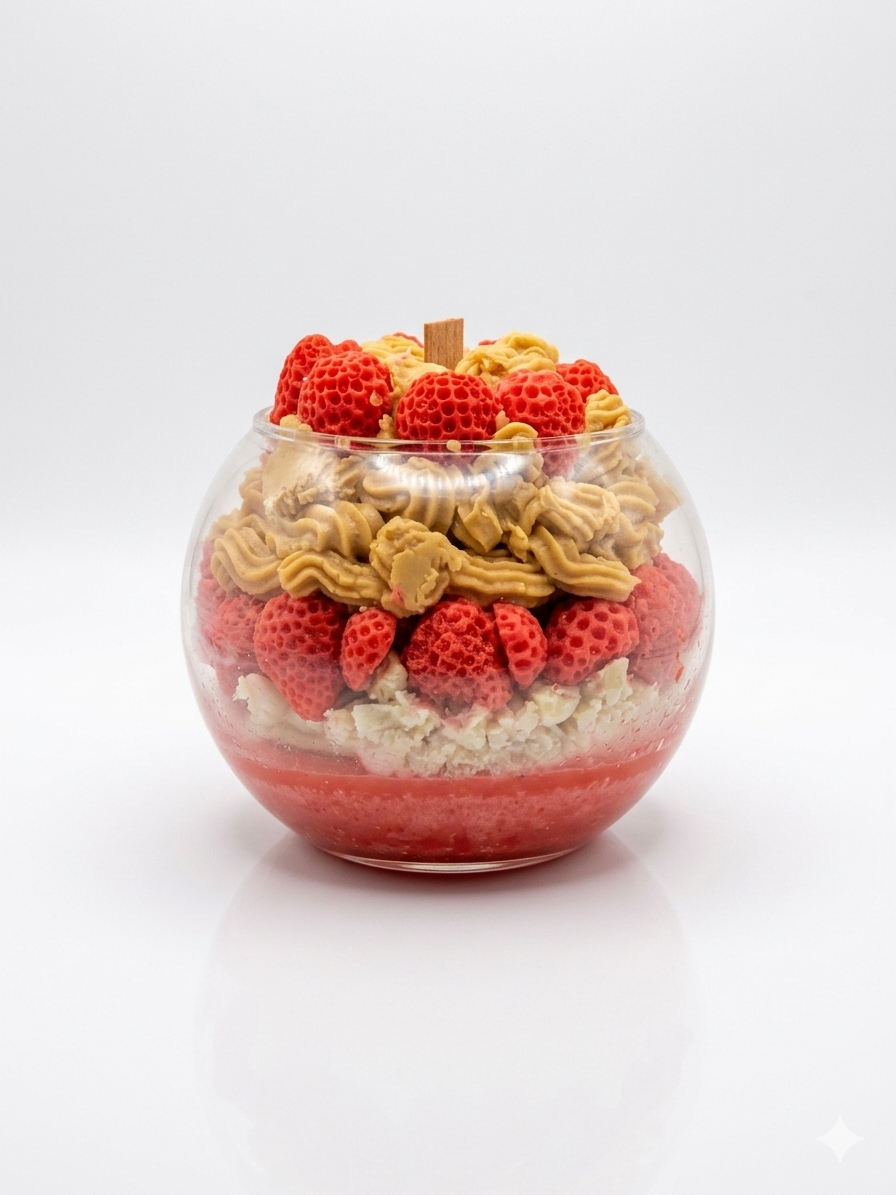 🍓 Strawberry Crumble Dessert Candle – AVJ Collection Gourmet Hand-Poured Soy Wax