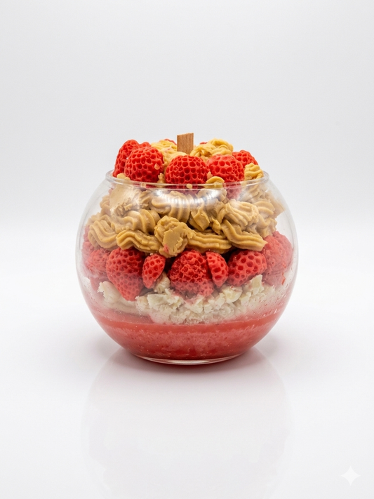 🍓 Strawberry Crumble Dessert Candle – AVJ Collection Gourmet Hand-Poured Soy Wax