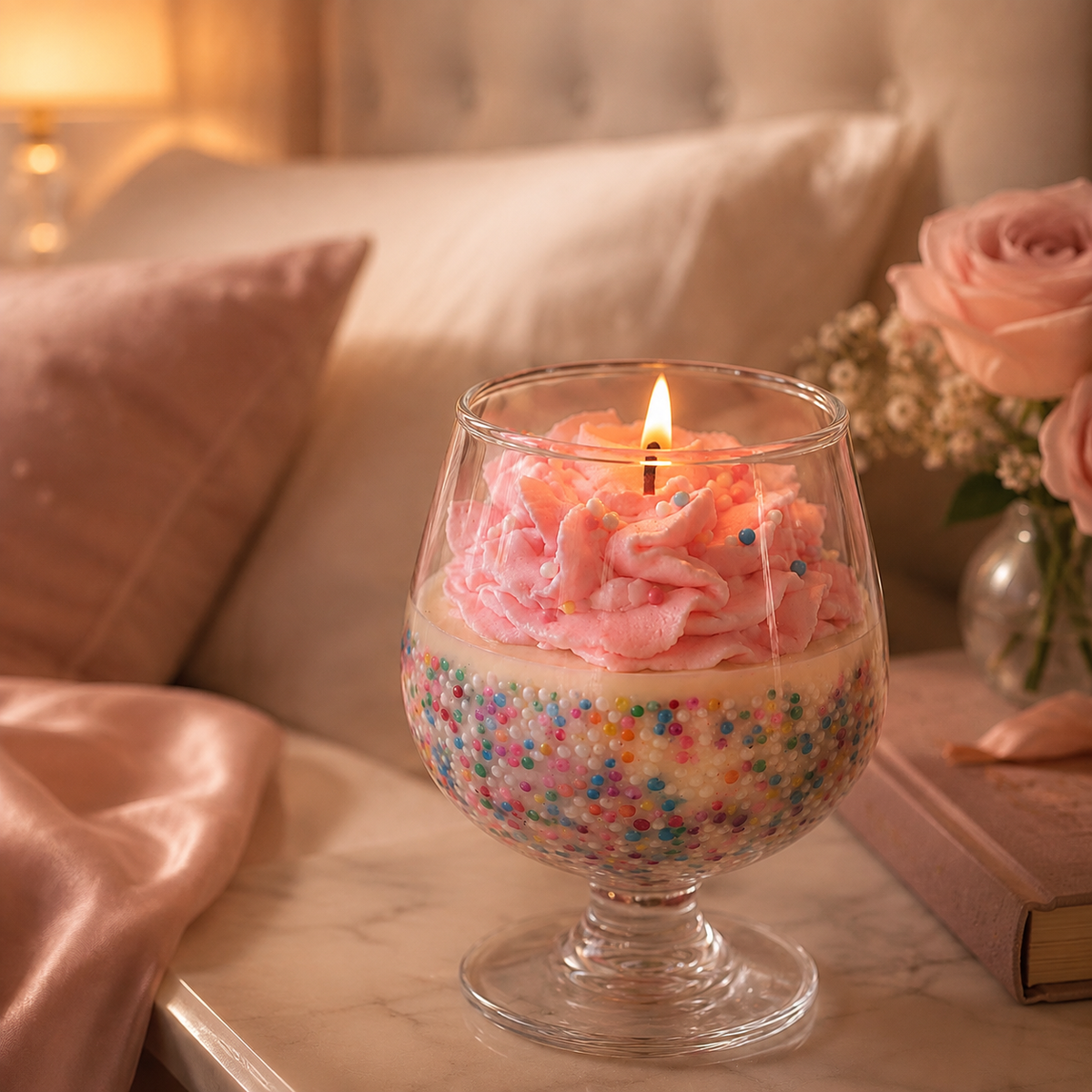 Pink Confetti Bliss candle
Strawberry Buttercream Cake scented
