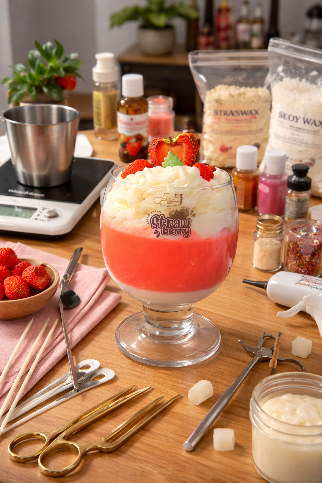 strawberry cream dream candle Luxury strawberry scent
