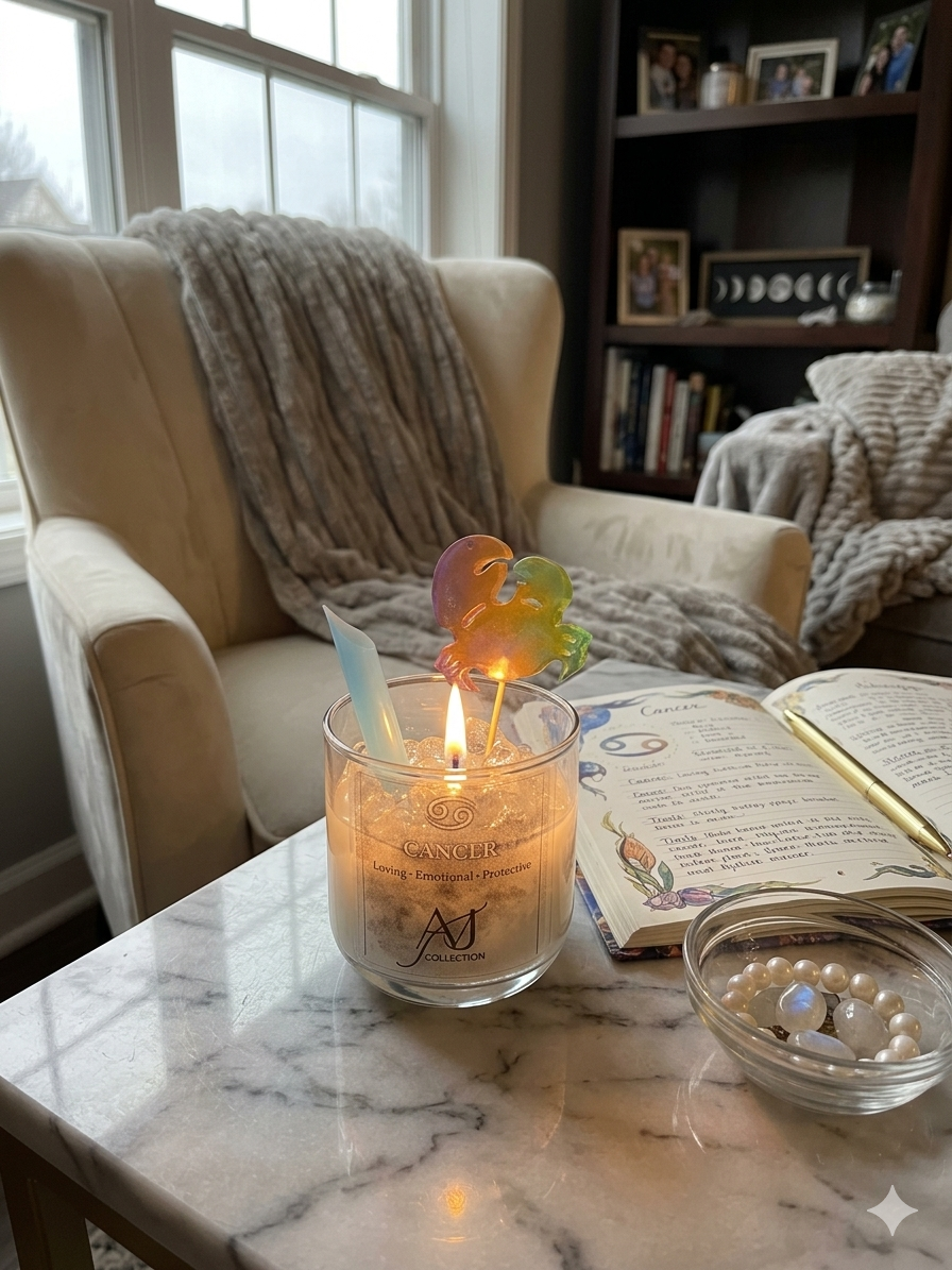 Cancer Zodiac Gel Candle – "Emotional Nurturing" – Handmade Astrology Gift