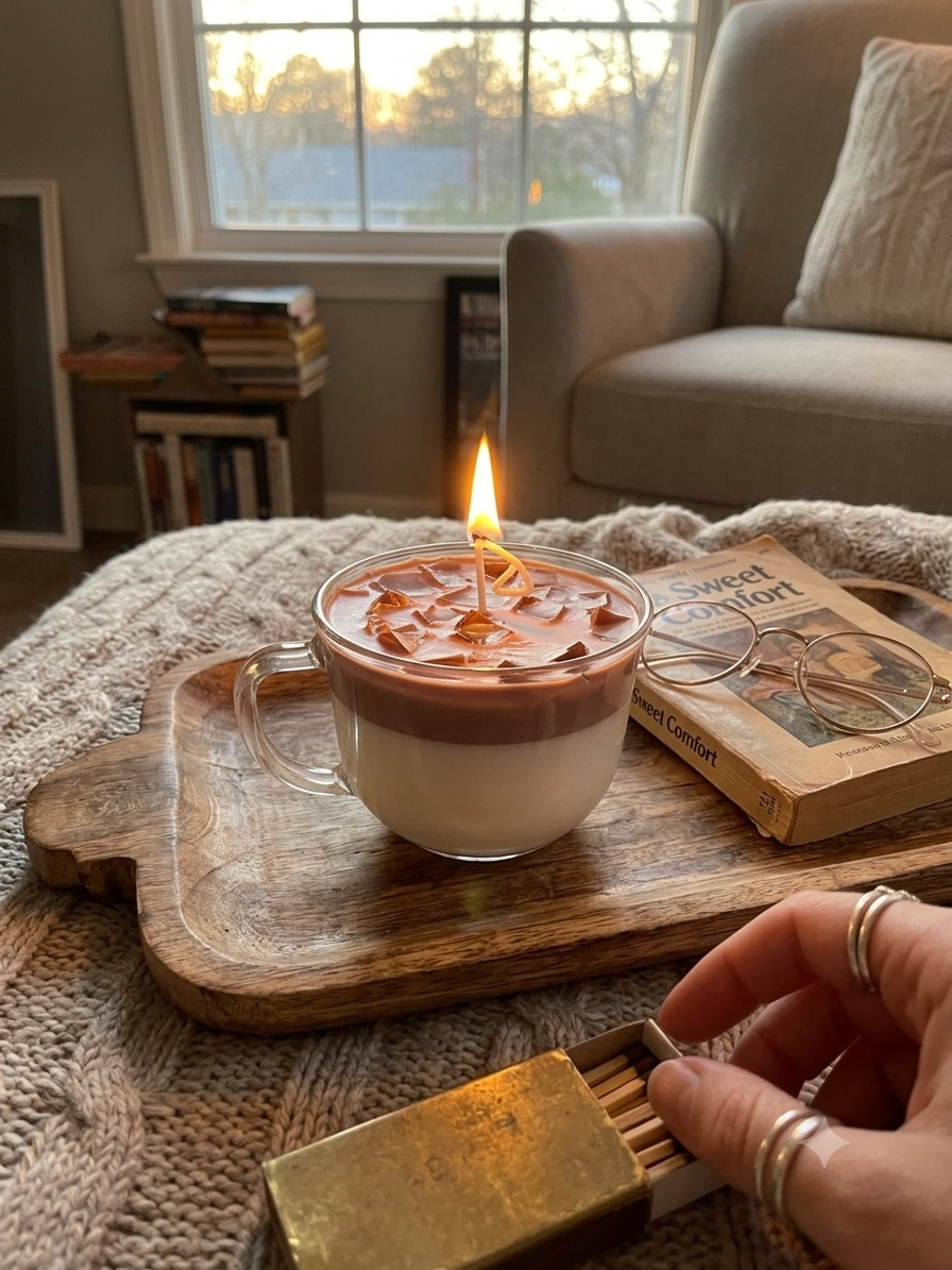 Iced Mocha Candle | Chocolate Vanilla Coffee Candle in a Glass Mug