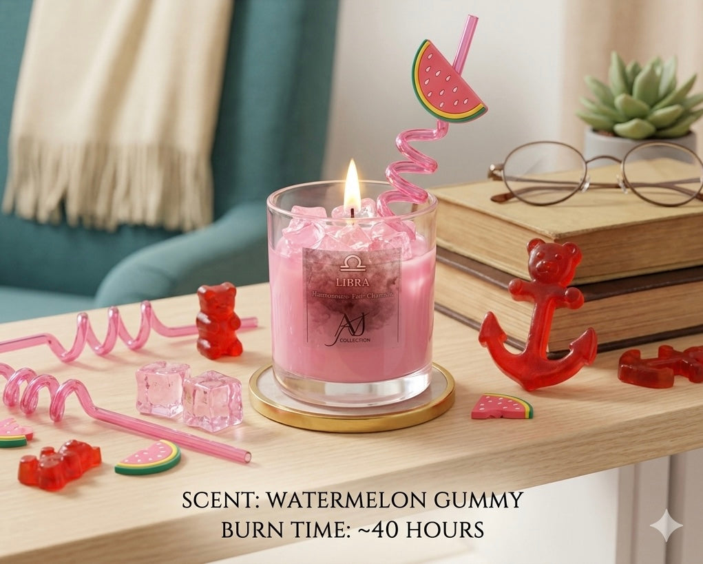 Libra Zodiac Candle | Watermelon & Rose Scented Candle