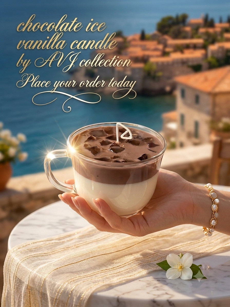 Iced Mocha Candle | Chocolate Vanilla Coffee Candle in a Glass Mug