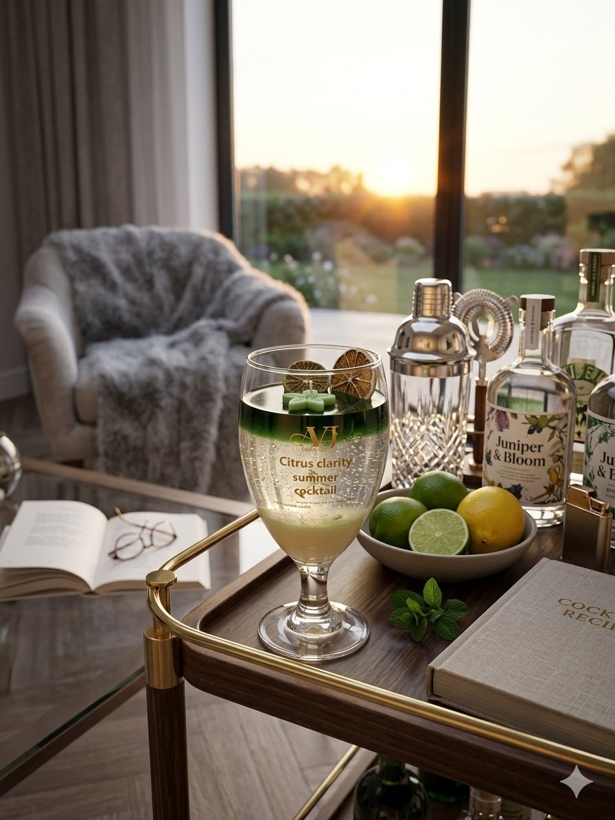 Citrus Clarity Summer Cocktail Gel Candle – Effervescent Lime & Botanical Artisanal Decor