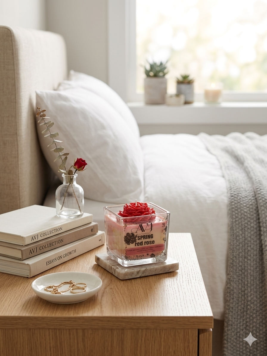 Spring Red Rose Soy Candle | Floral Luxury Candle | Self Love Gift for Her