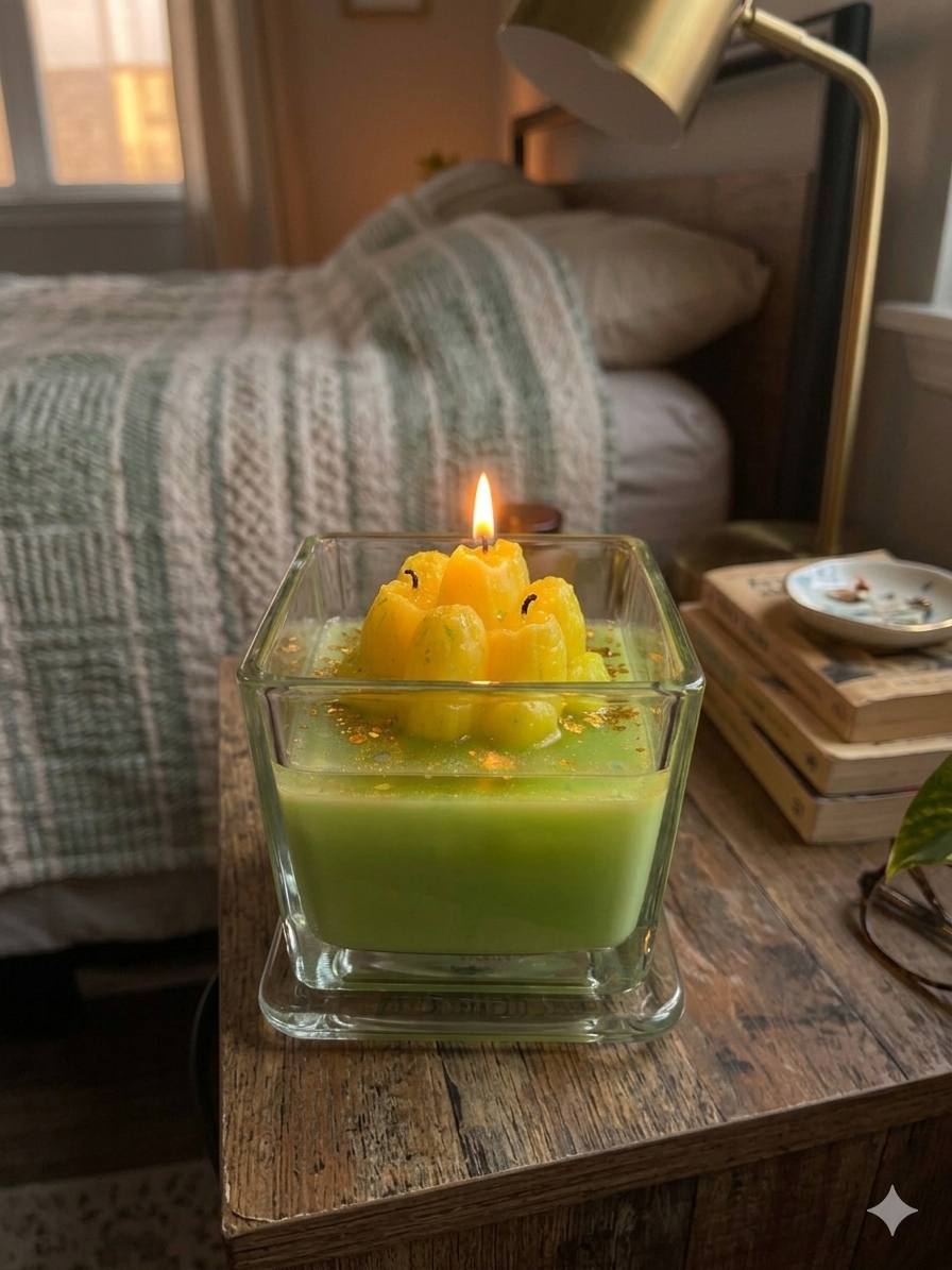 Fresh Energy Ritual Candle | AVJ Collection | 12oz Hand-Poured soy Candle 48-Hour Burn | Green Botanical Candle | Home Decor Candle