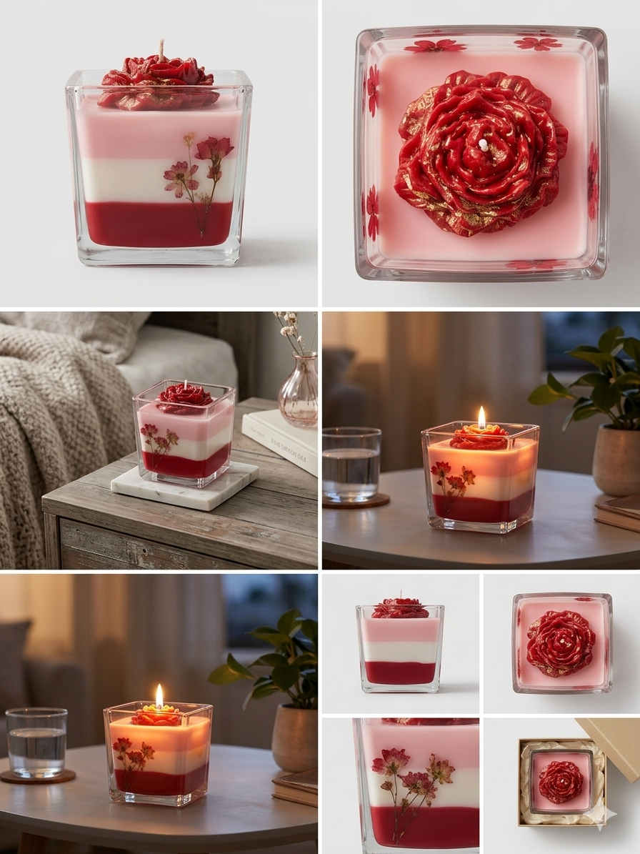 Spring Red Rose Soy Candle | Floral Luxury Candle | Self Love Gift for Her
