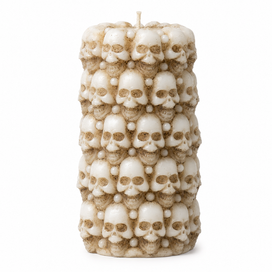 AVJ Collection Skull Halloween Candle – Gothic Ivory Pillar Candle for Haunted House, Party and Spooky Home Décor