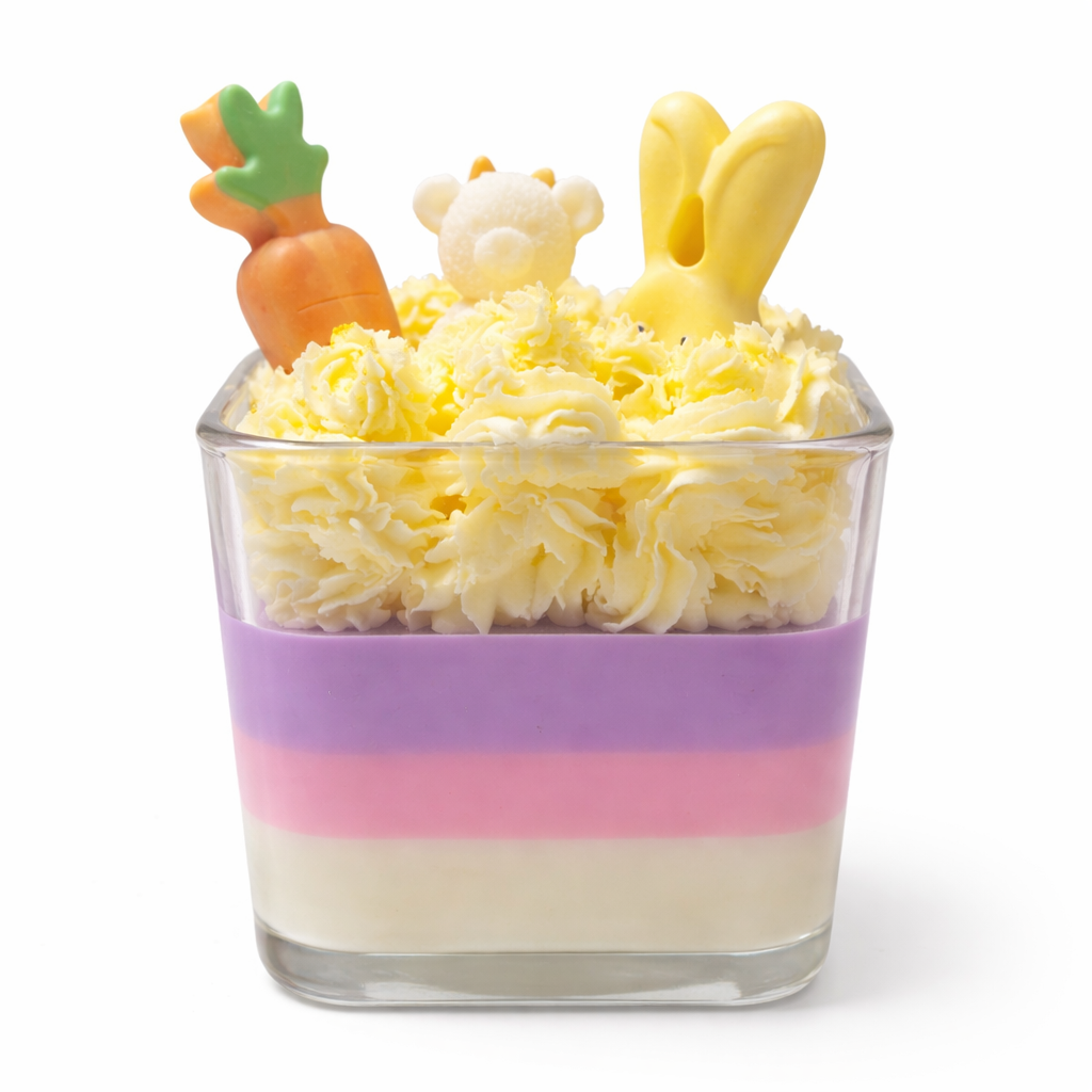 AVJ Collection Fresh Glow Garden Soy Wax Candle, 14oz, Layered, Bunny and Carrot Embeds
