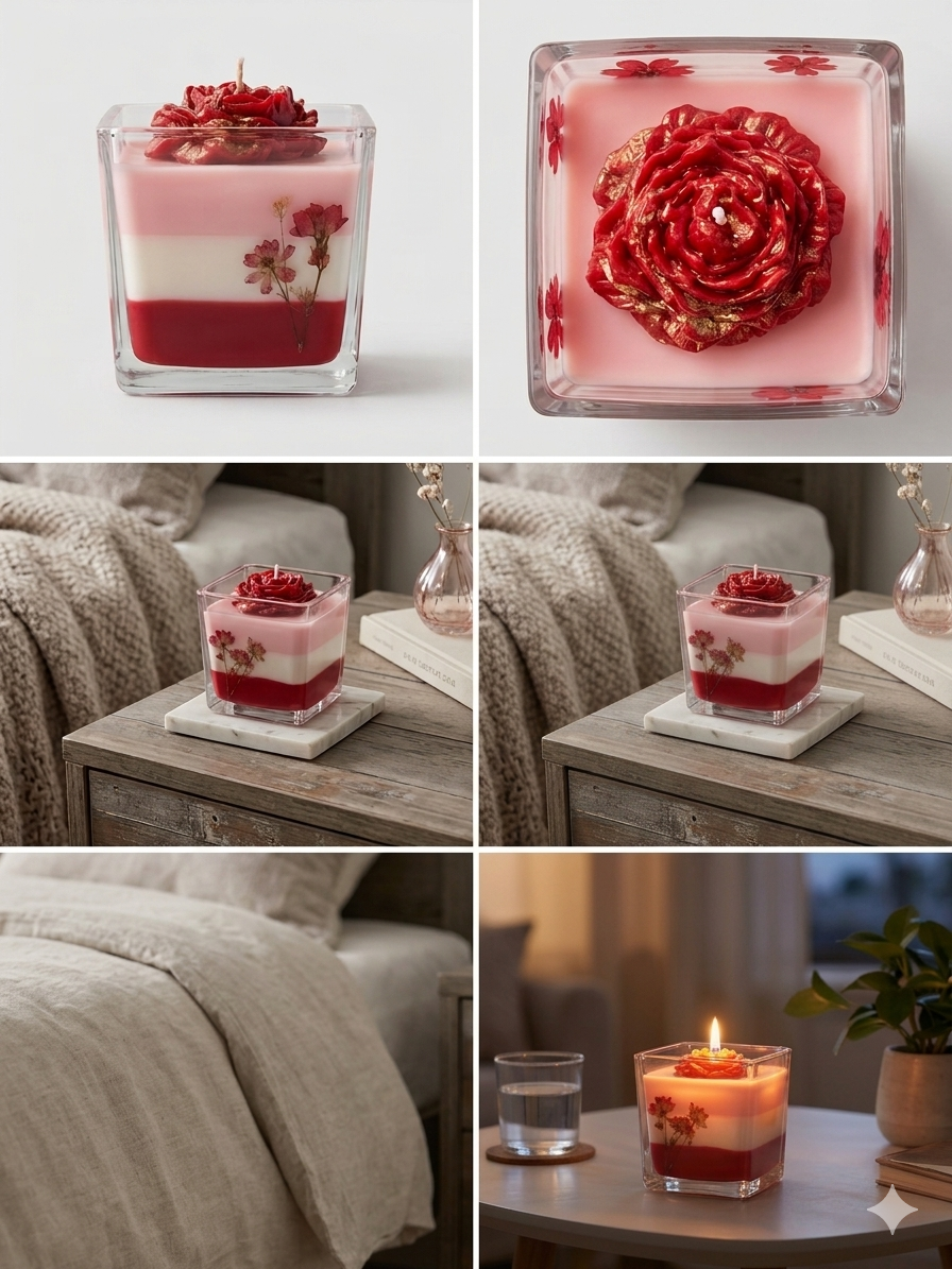 Spring Red Rose Soy Candle | Floral Luxury Candle | Self Love Gift for Her