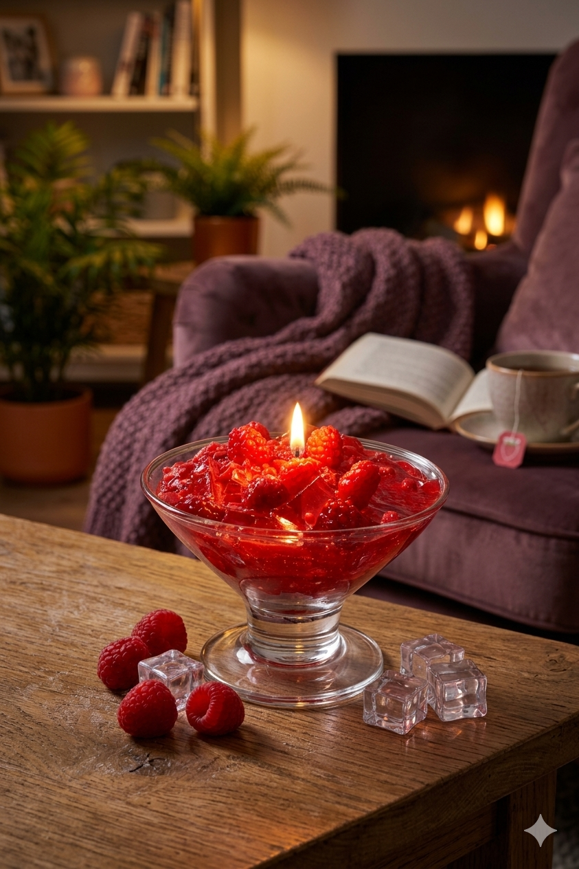 Raspberry Ice Candle | Fruit dessert Candle | Highly Scented Soy Candle | Unique Gift Idea