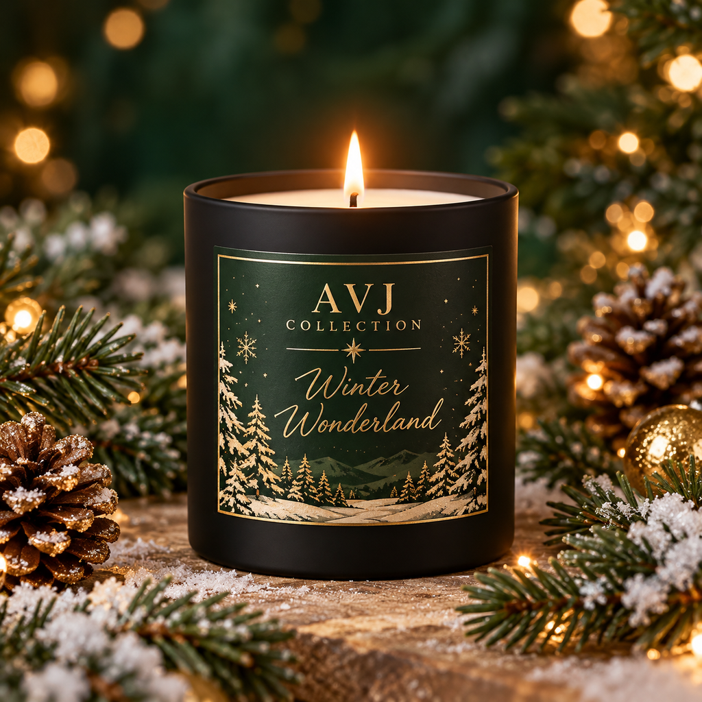AVJ Collection Winter Wonderland Candle – Matte Black Jar