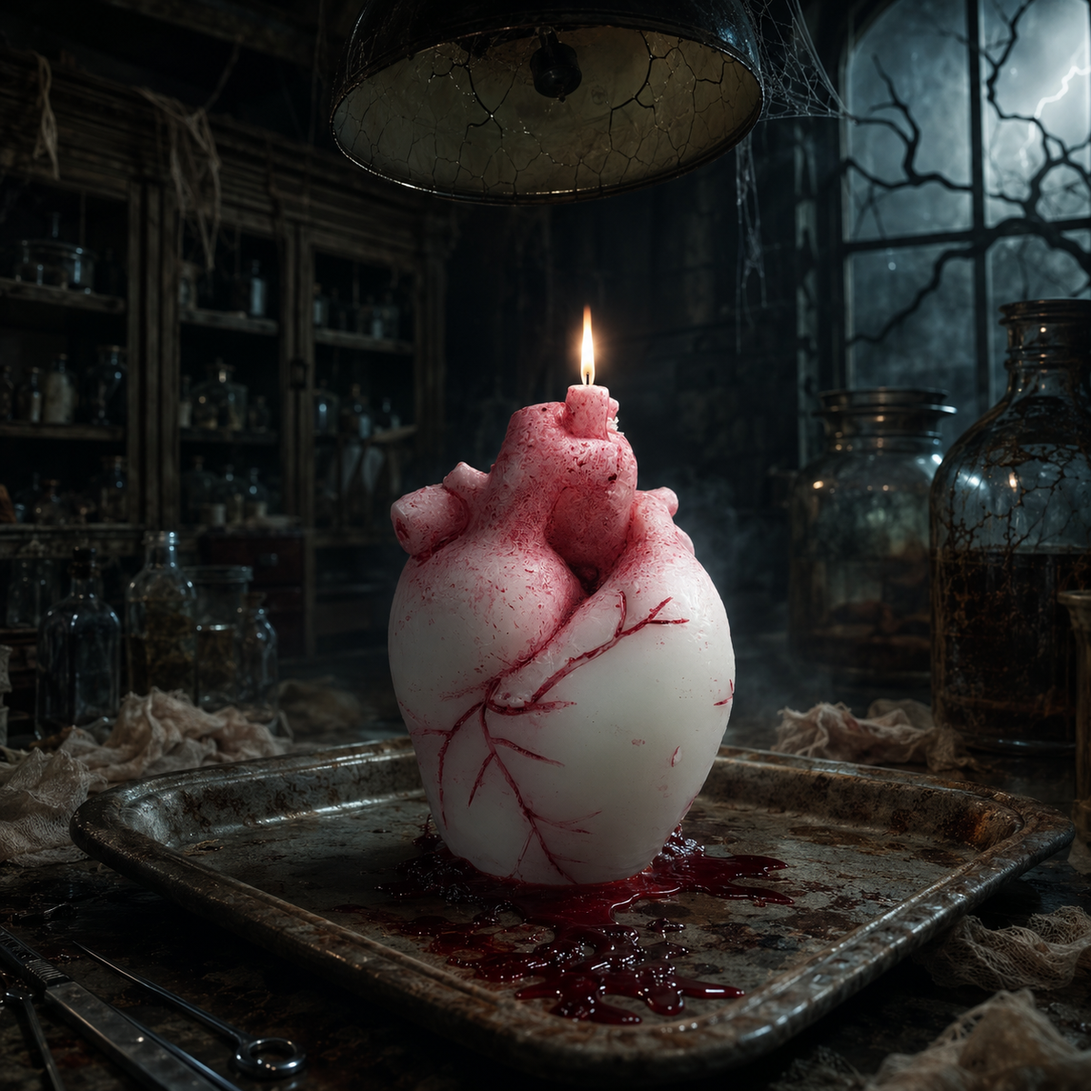 AVJ Collection Anatomical Heart Candle – Handmade Scary Halloween Candle, Gothic Horror Décor, Creepy Heart-Shaped Candle for Parties and Unique Gifts