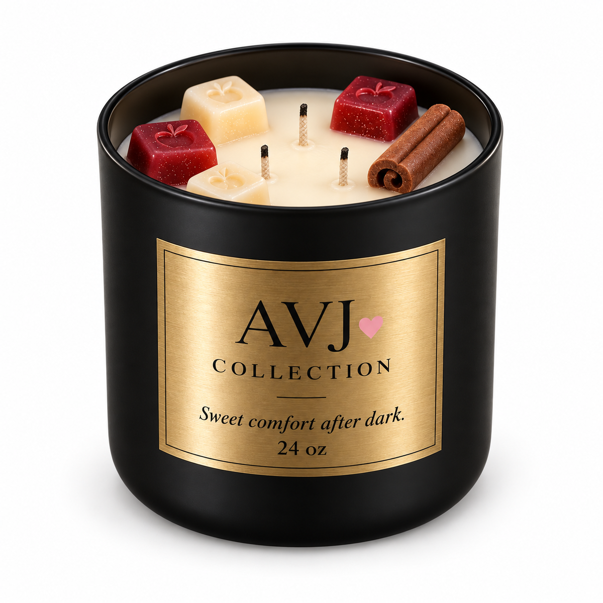 Midnight Apple Crumble Candle, 24 oz 3-Wick Fall Candle, Apple Cinnamon Vanilla Caramel Scent, Cozy Autumn Home Décor hand poured soy wax