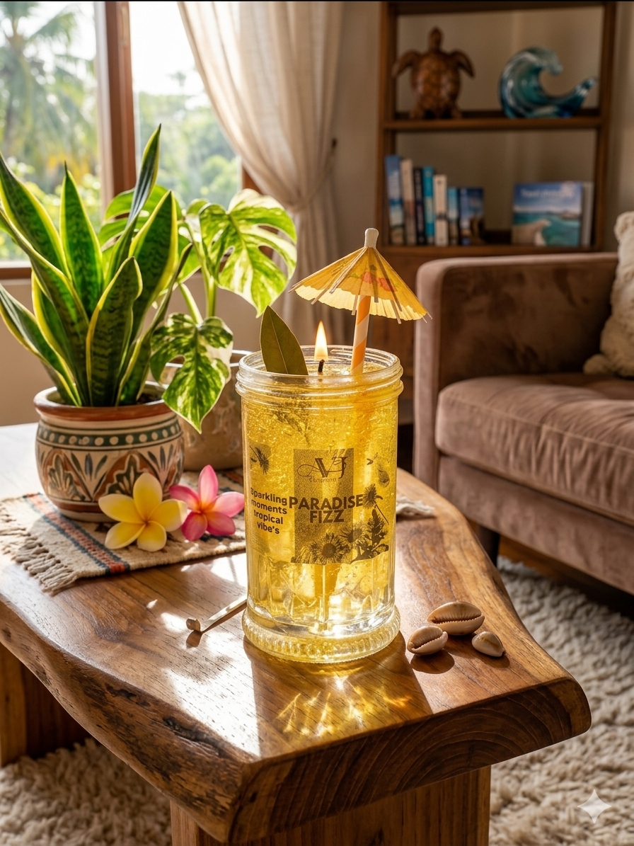 Paradise Fizz: The Ultimate Tropical Escape cocktail candle