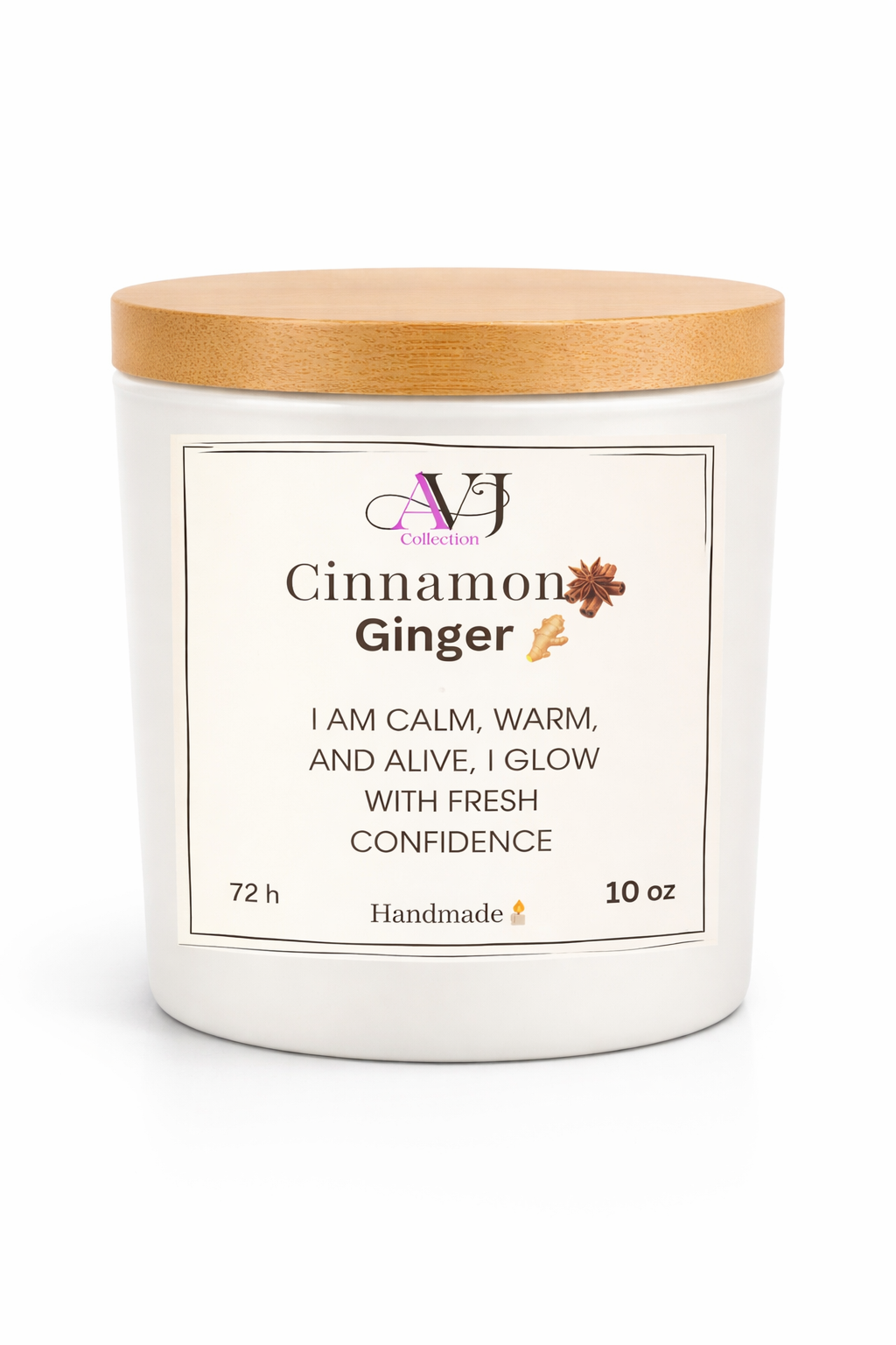 Vanilla Sandalwood Meditation Candle | AVJ Collection | 12oz Coconut Wax | Ginger Lemon Light Scent | Relaxation Candle | Sensitive Friendly | Hand-Poured | Stress Relief Gift