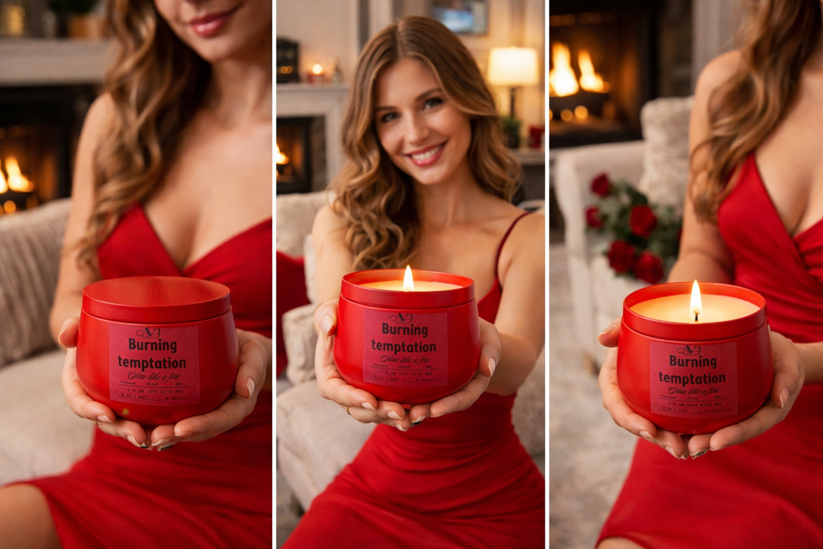 Burning temptation Tin Candle – Vibrant Orange & Red Artisanal Home Fragrance