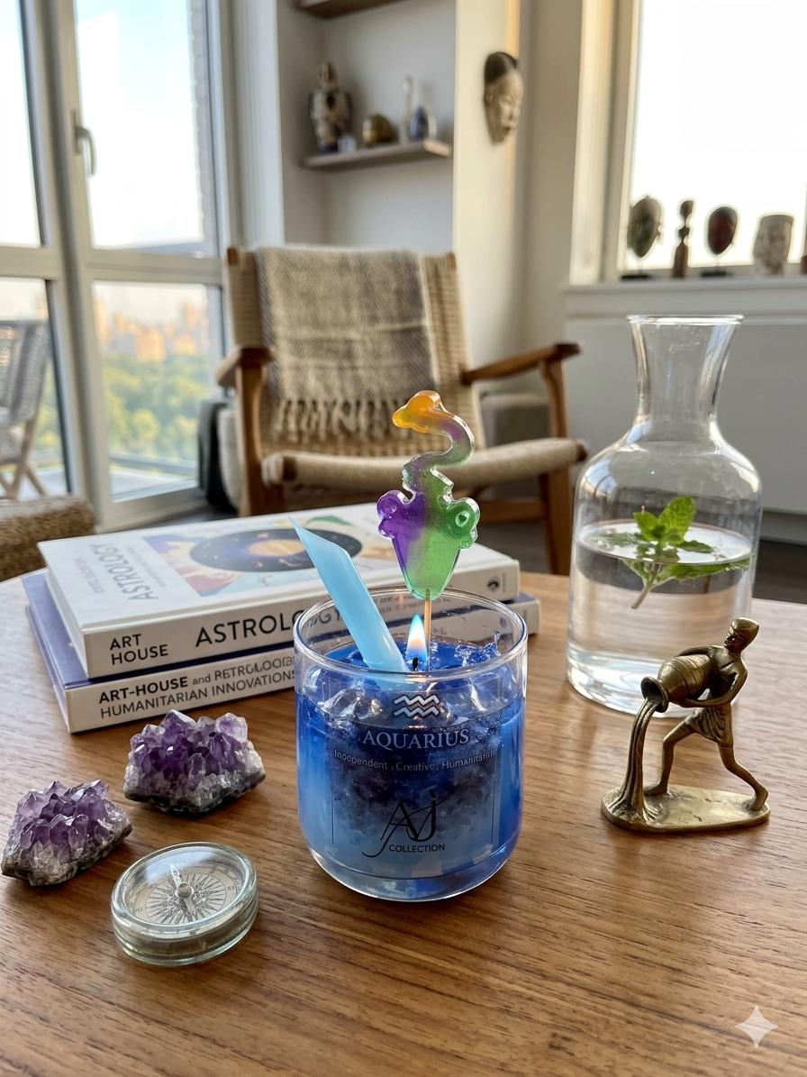 Aquarius Zodiac Candle Independent Creative Humanitarian