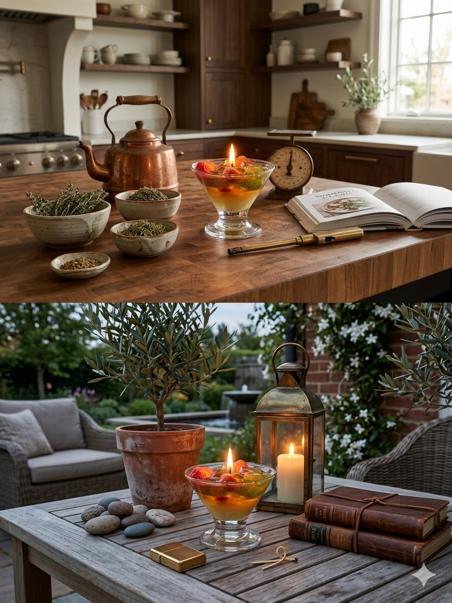 Berry Bay Martini Cocktail Candle Artisanal Raspberry & Herb Gourmet Gel Decor