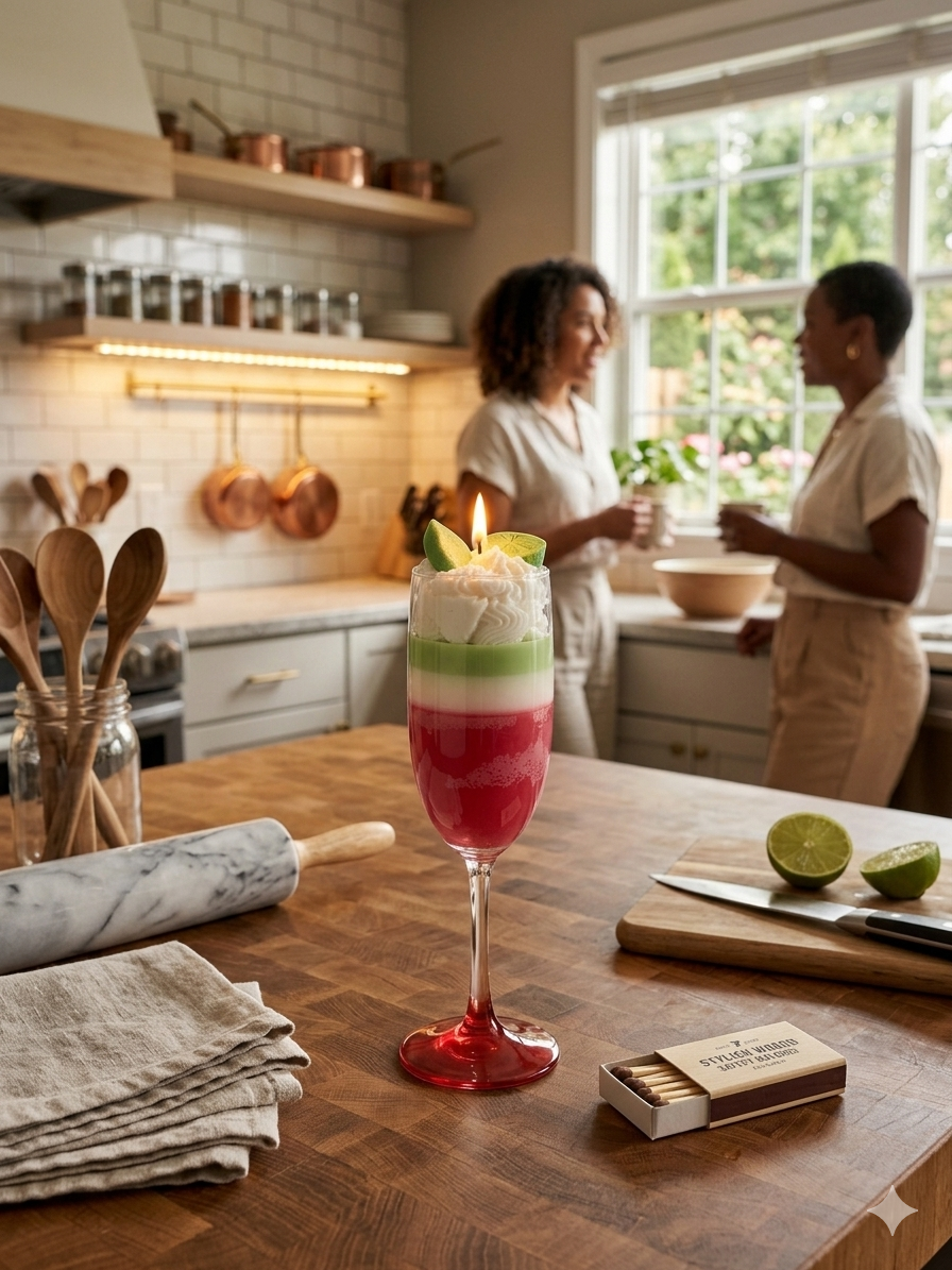Watermelon Mint Mimosa | Hand-Poured Artisan Dessert Candle in Glass Flute