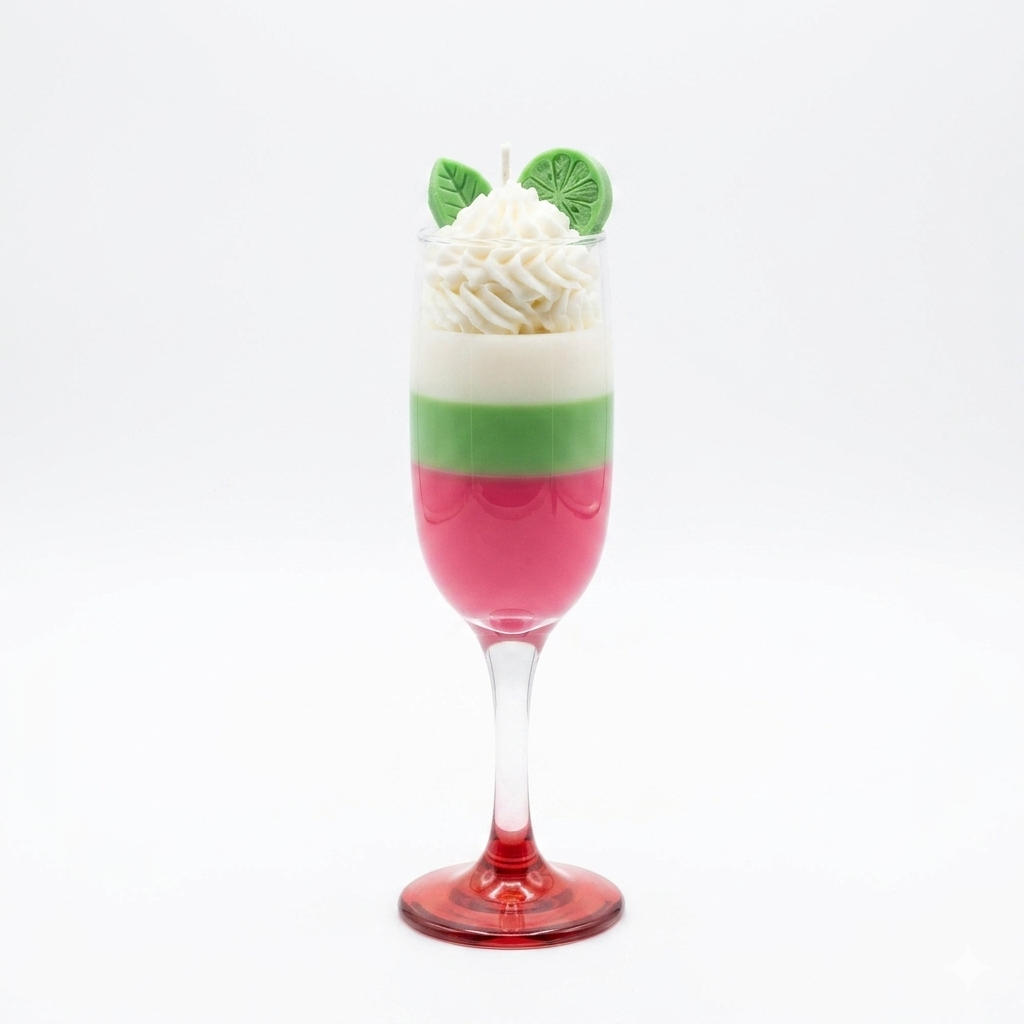 Watermelon Mint Mimosa | Hand-Poured Artisan Dessert Candle in Glass Flute