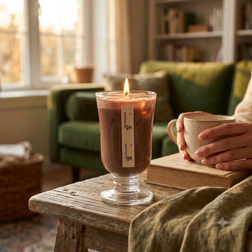 AVJ Collection Vanilla Ice Chocolate Soy Candle – Realistic Iced Mocha Dessert Candle, Hand-Poured Coffee Lover Gift