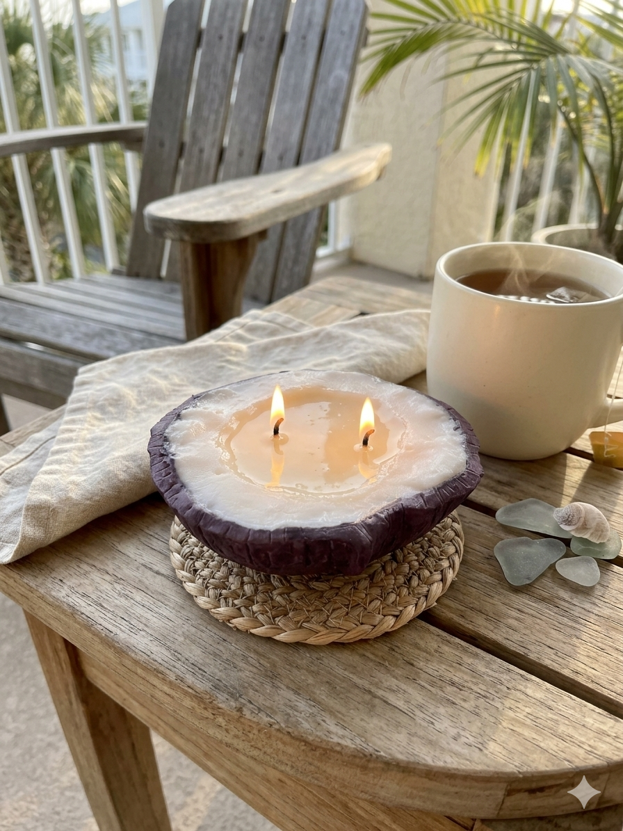Handcrafted 
Shell-Shaped Soy Candle – Hand-Poured Decorative Double Wick Candle | AVJ Collection