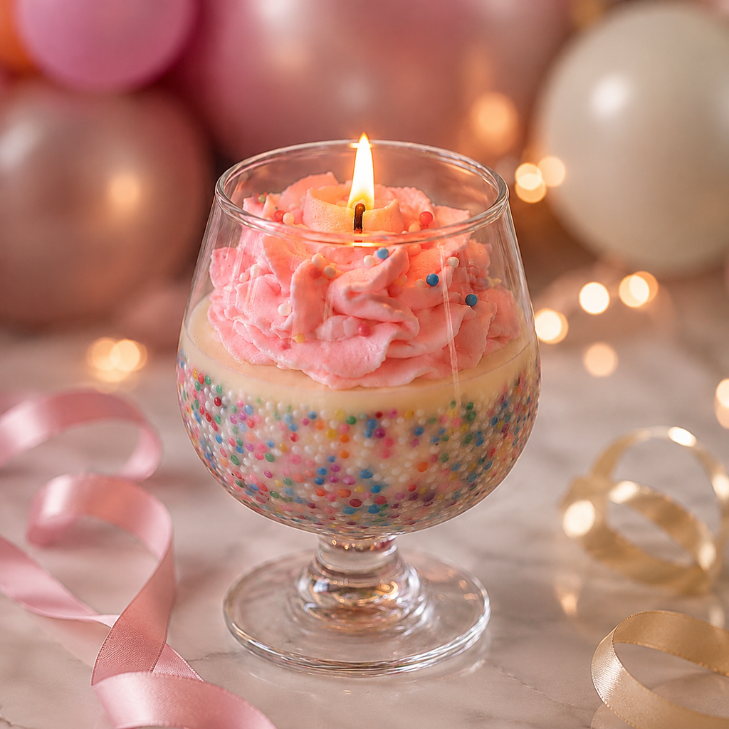 Pink Confetti Bliss candle
Strawberry Buttercream Cake scented