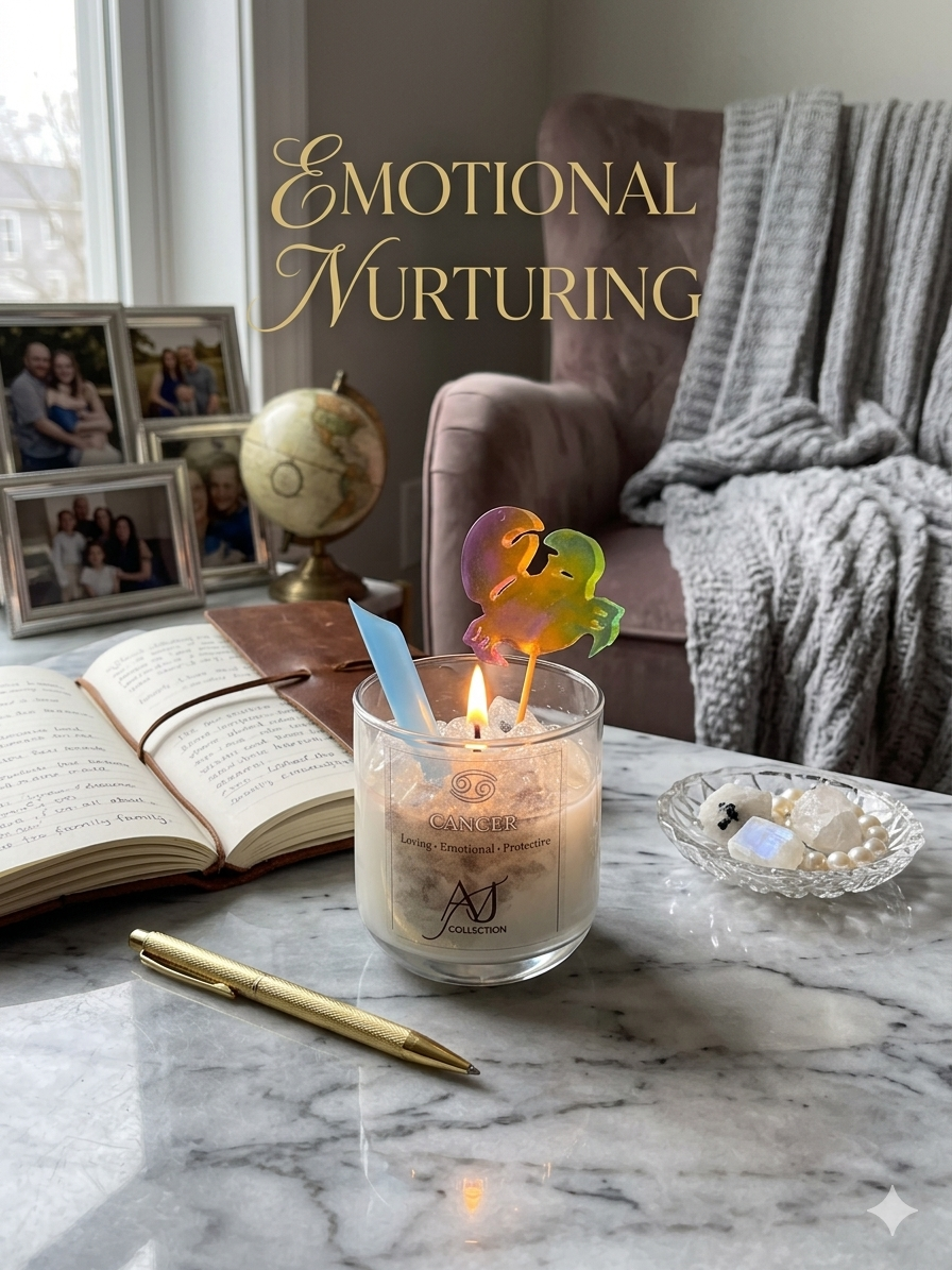 Cancer Zodiac Gel Candle – "Emotional Nurturing" – Handmade Astrology Gift