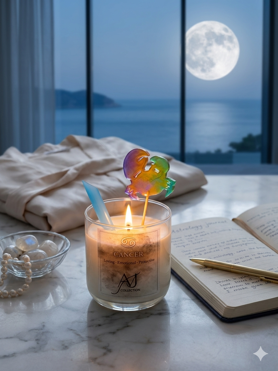 Cancer Zodiac Gel Candle – "Emotional Nurturing" – Handmade Astrology Gift