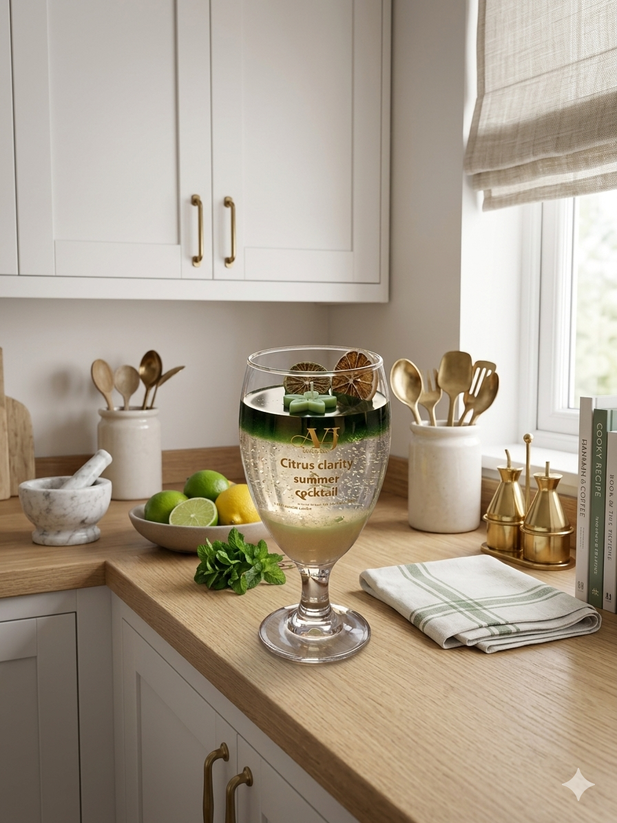 Citrus Clarity Summer Cocktail Gel Candle – Effervescent Lime & Botanical Artisanal Decor