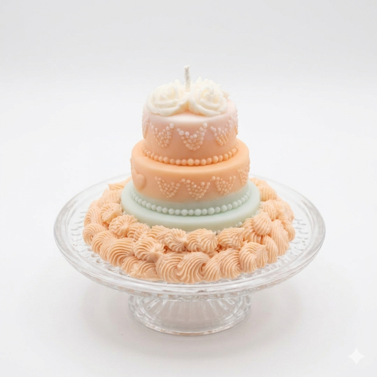 Peach & Sage Wedding Cake Candle 3-Tier Decorative Birthday Candle Aesthetic Room Decor