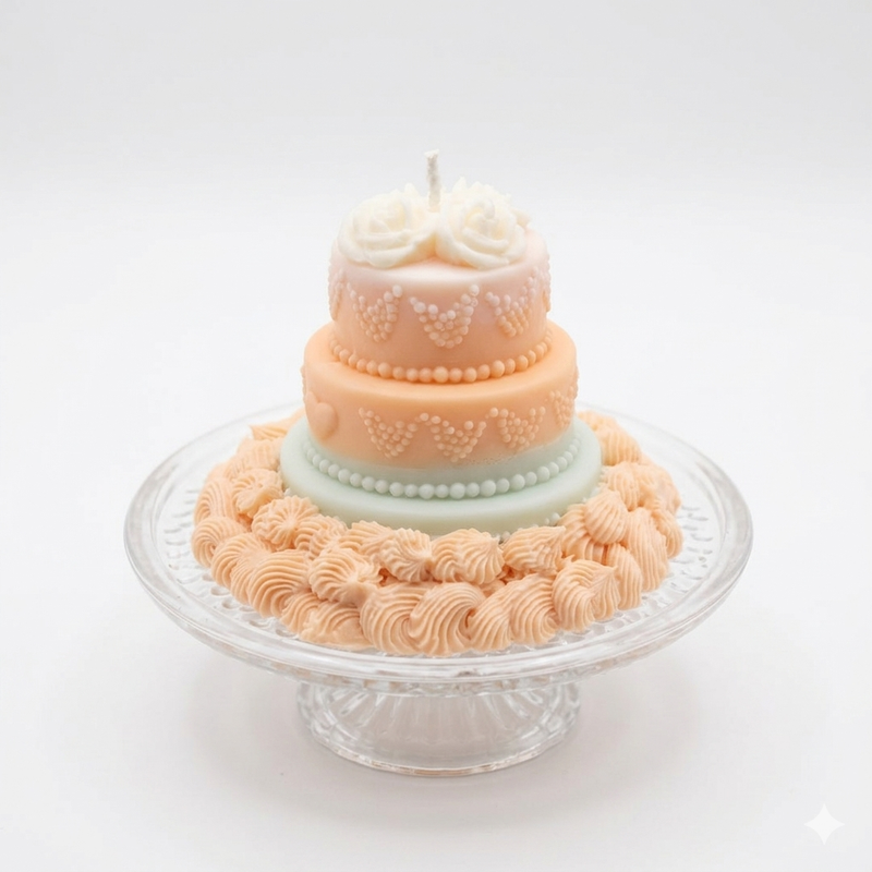 Peach & Sage Wedding Cake Candle 3-Tier Decorative Birthday Candle Aesthetic Room Decor