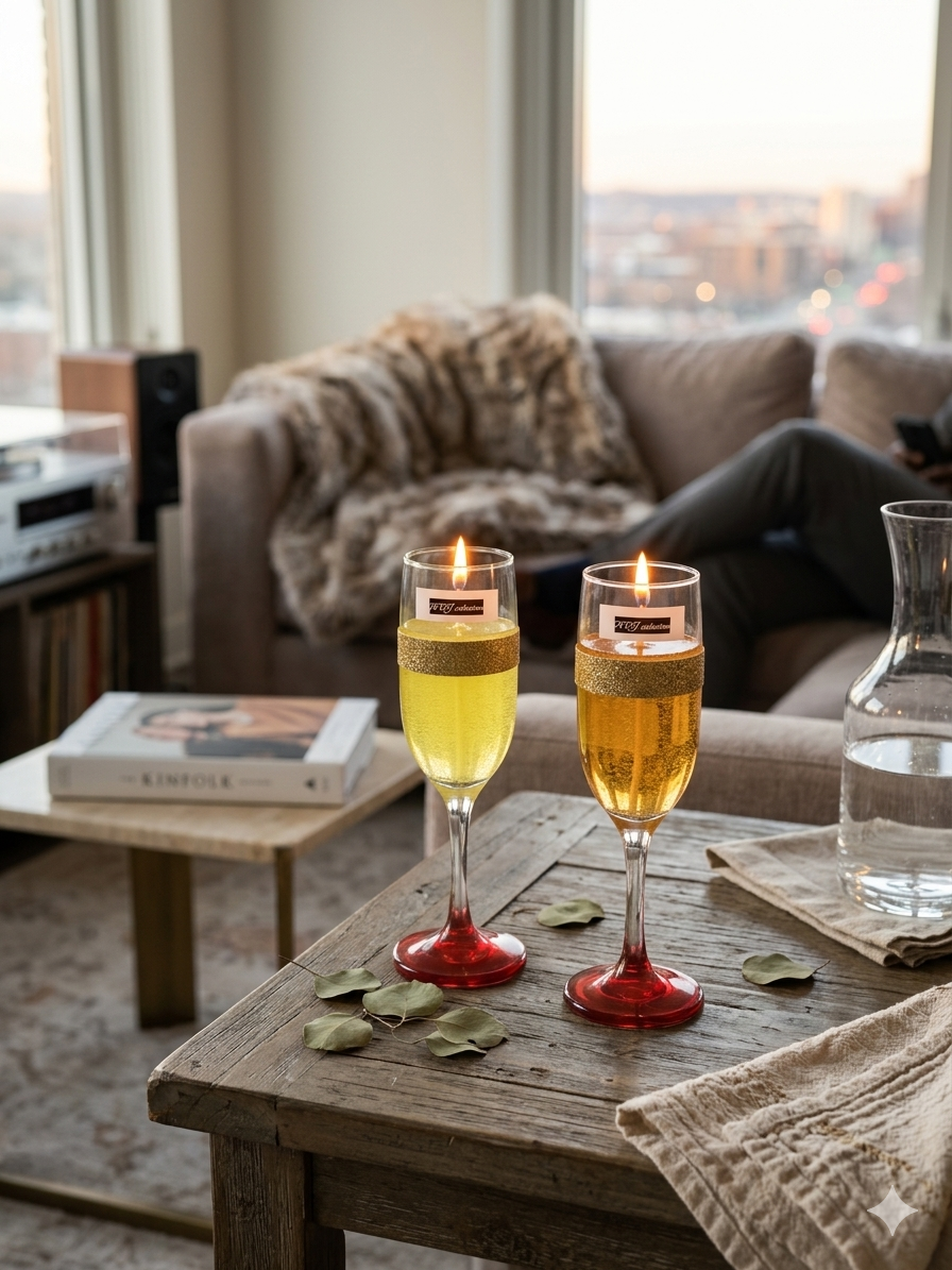 2 wedding candles champagne flute( 6 units =12 candles)