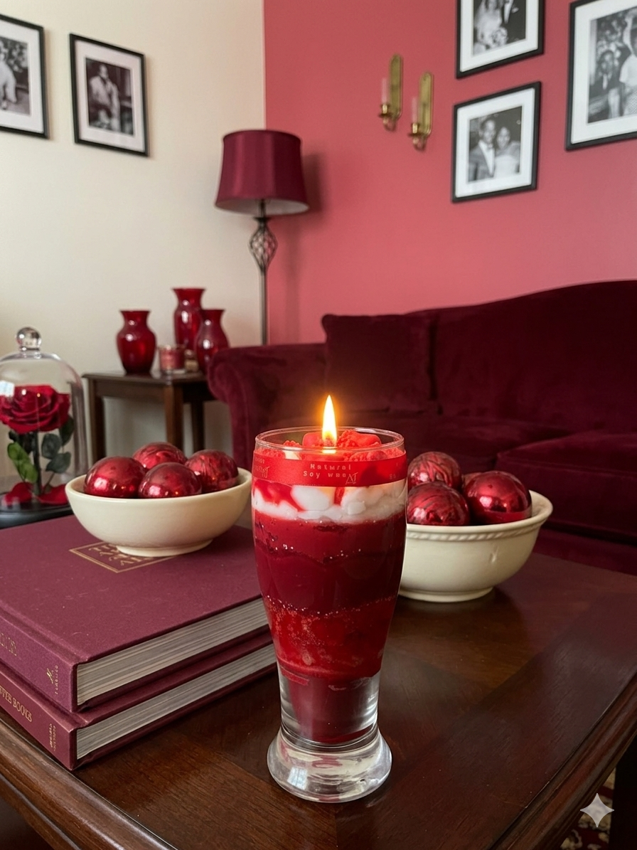 Cherry Velvet Glow Candle | Luxury Dessert-Inspired Soy Wax Candle