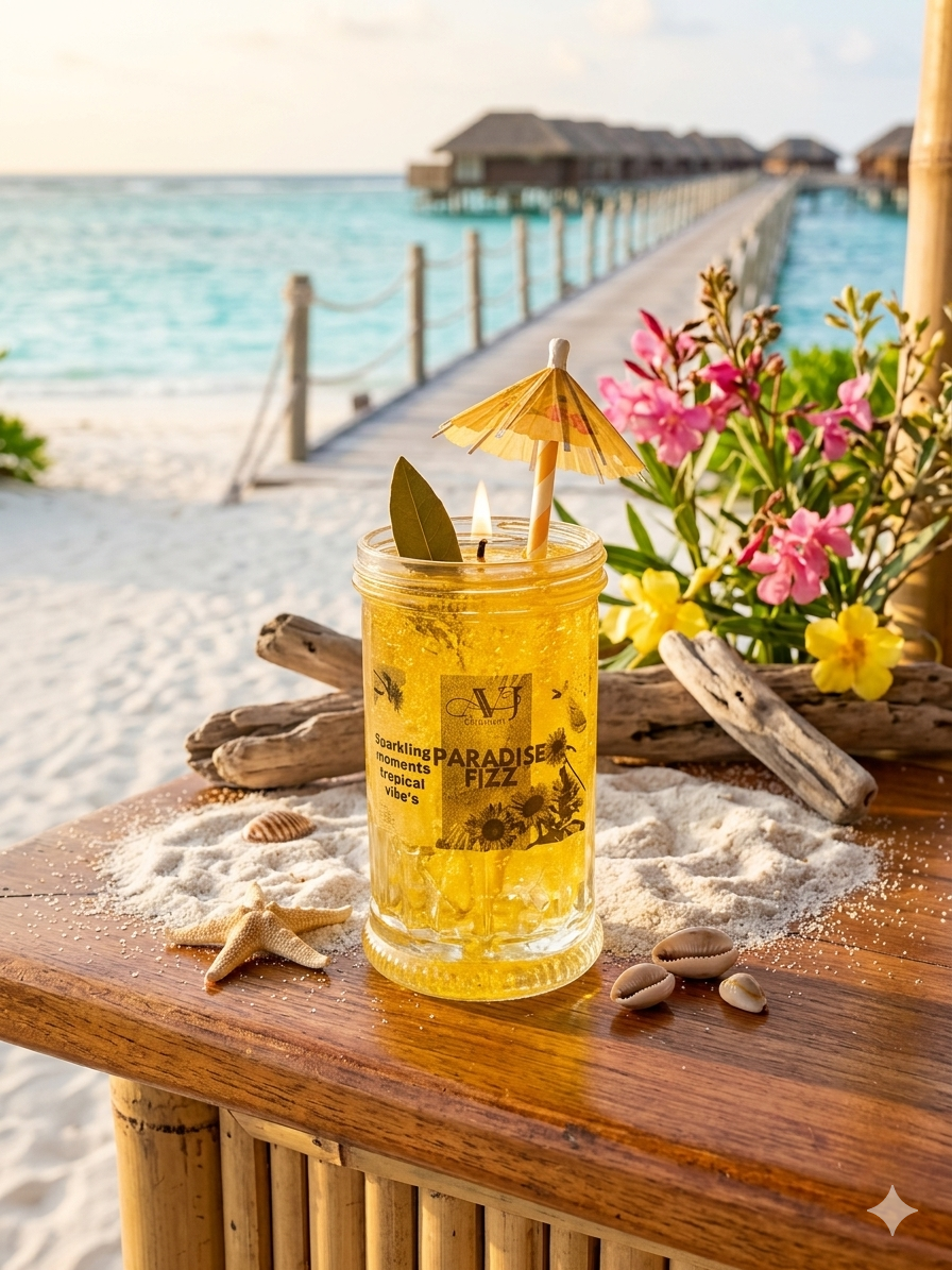 Paradise Fizz: The Ultimate Tropical Escape cocktail candle