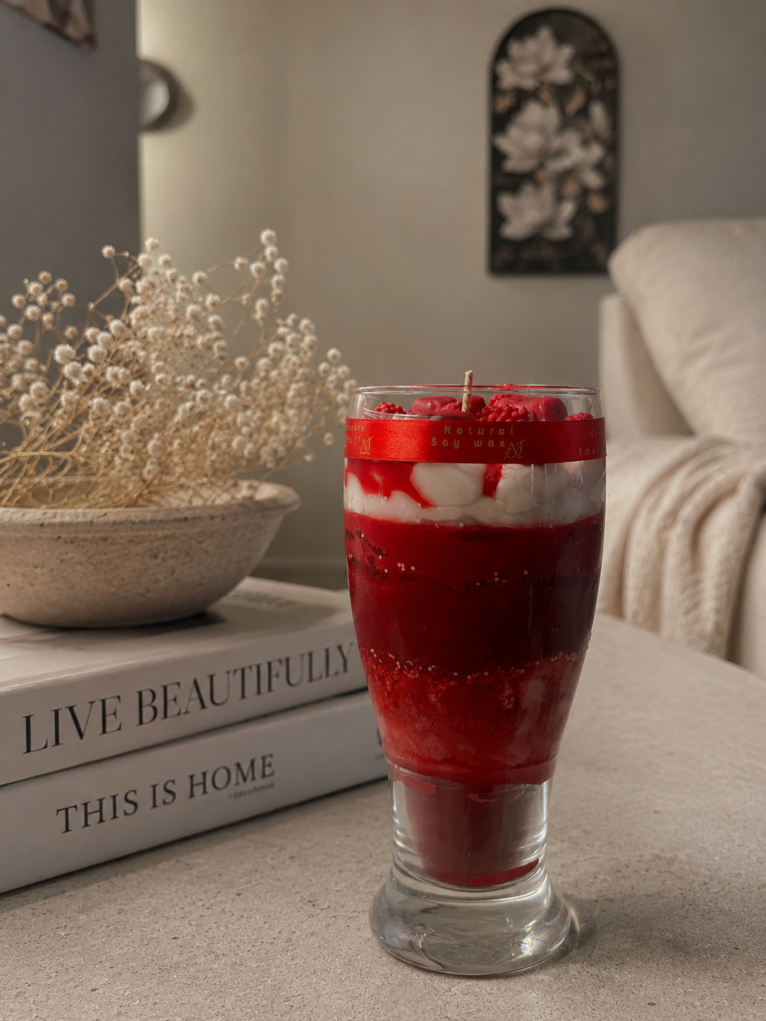 Cherry Velvet Glow Candle | Luxury Dessert-Inspired Soy Wax Candle