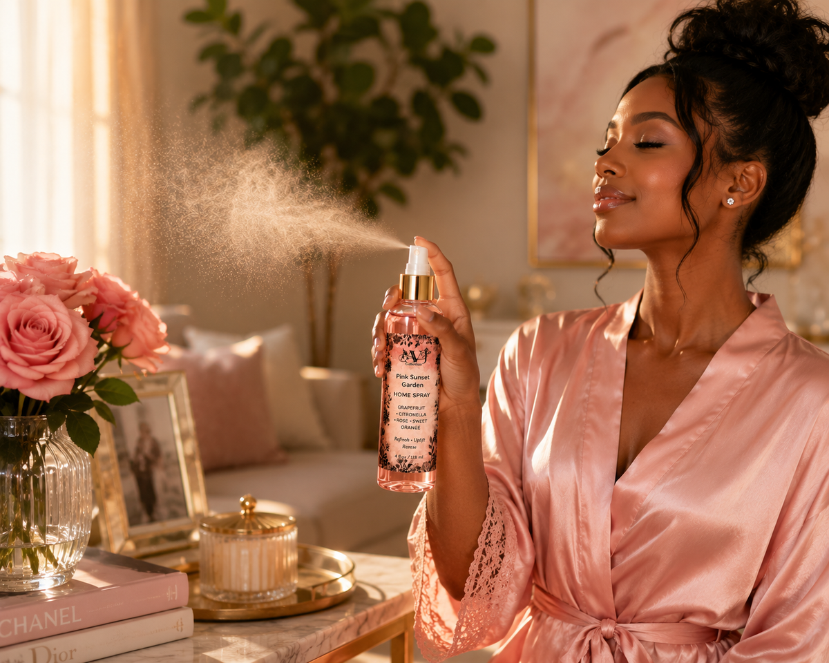 Pink Sunset Garden Signature Collection — Candle, Handmade Soap & Home Spray