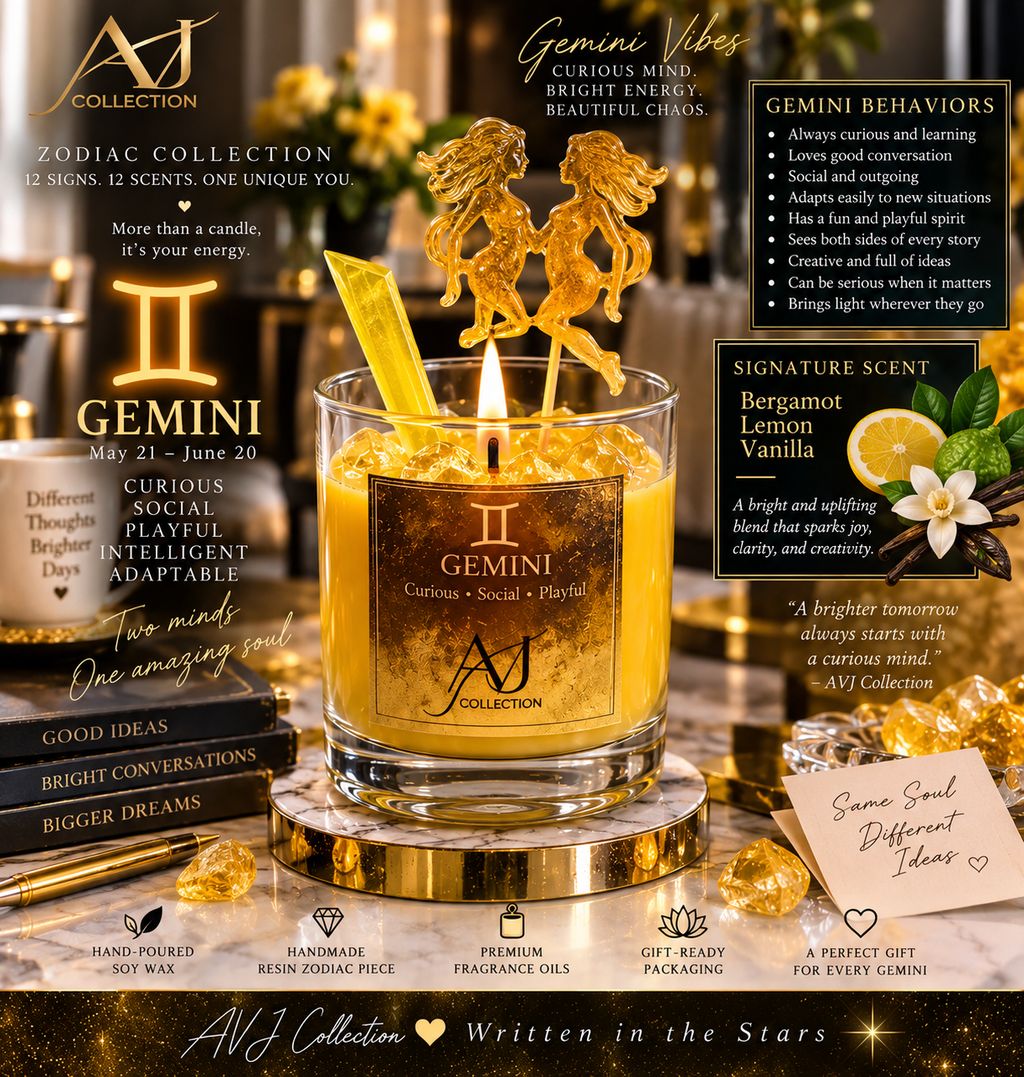 Gemini ♊ Talkative, Smart & Fun Handmade Zodiac Artisan Candle