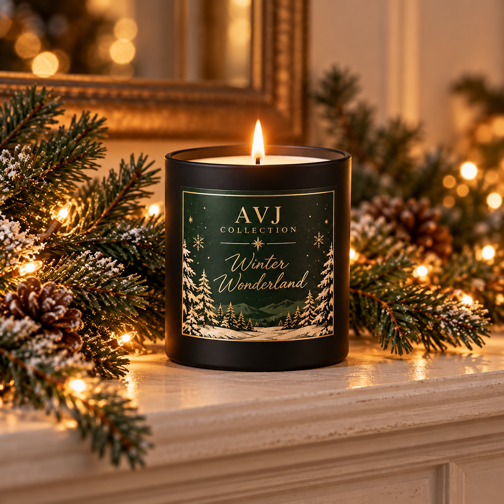 AVJ Collection Winter Wonderland Candle – Matte Black Jar
