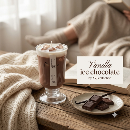 AVJ Collection Vanilla Ice Chocolate Soy Candle – Realistic Iced Mocha Dessert Candle, Hand-Poured Coffee Lover Gift