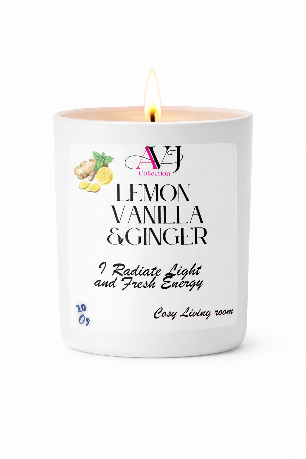 Vanilla Sandalwood Meditation Candle | AVJ Collection | 12oz Coconut Wax | Ginger Lemon Light Scent | Relaxation Candle | Sensitive Friendly | Hand-Poured | Stress Relief Gift