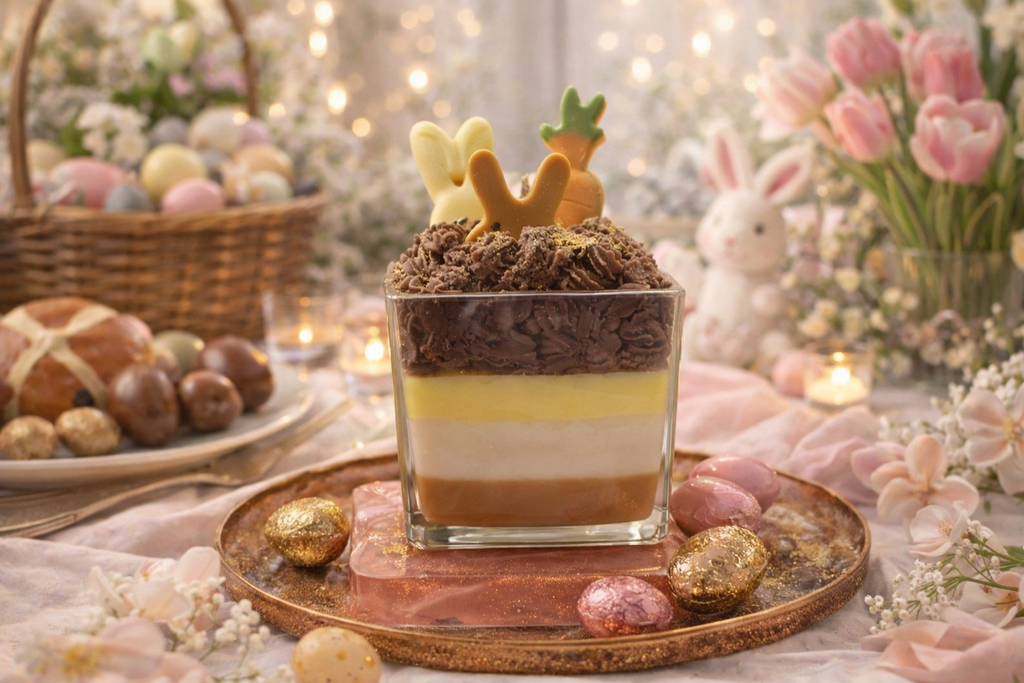 AVJ Collection Fresh Glow Garden Soy Wax Candle, 14oz, Layered, Bunny and Carrot Embeds