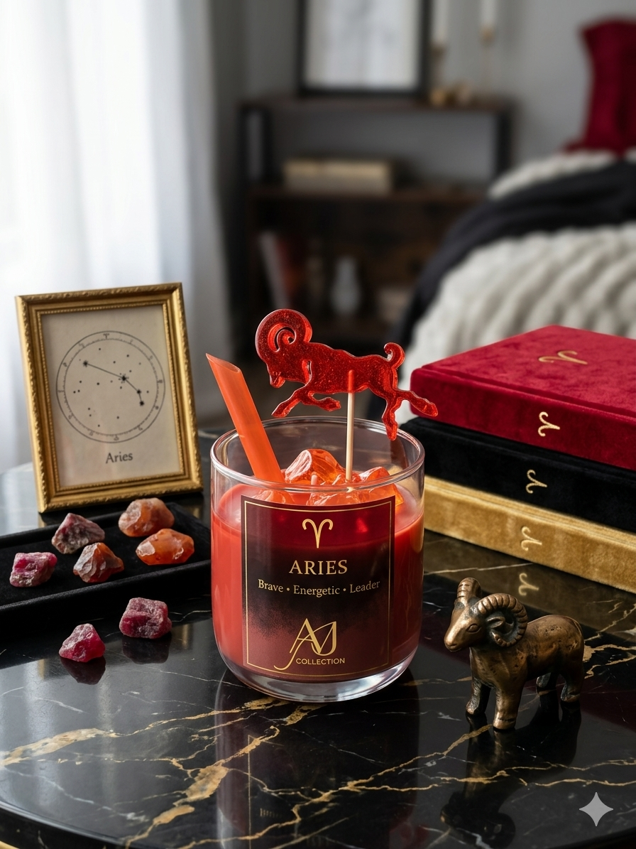 Aries ♈ Brave, Energetic & Leader – Handmade Zodiac Artisan Candle