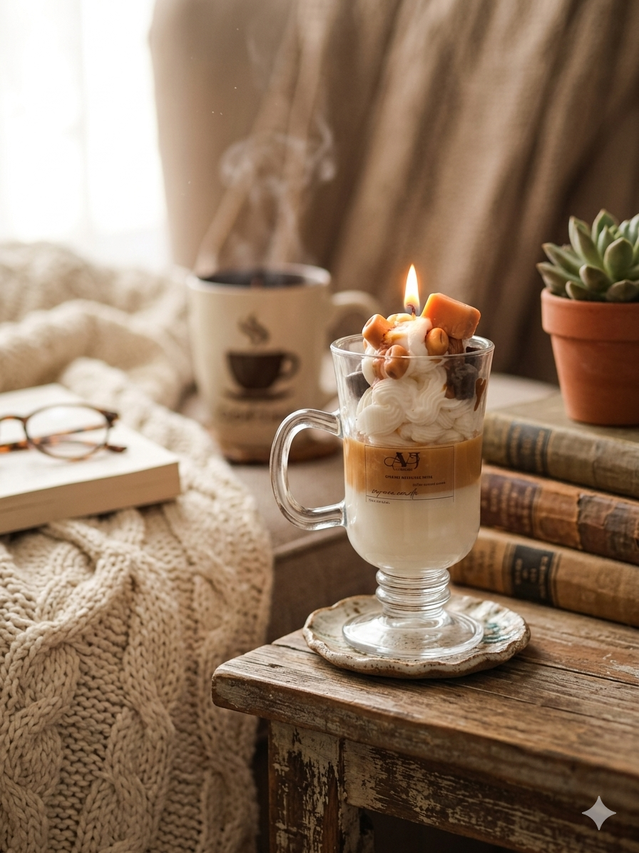 Caramel Macchiato Swirl Hand-Poured Soy Wax Dessert Candle