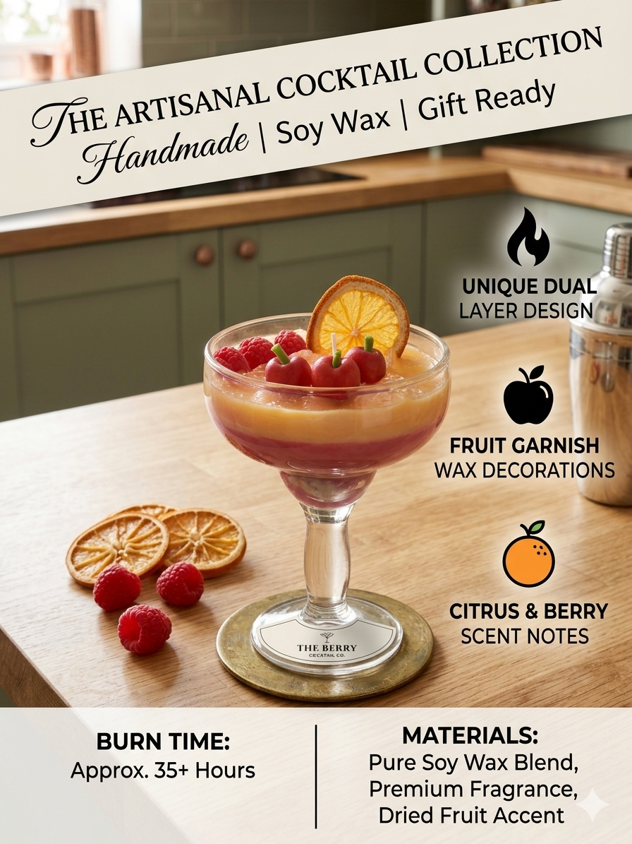 Amber Sunrise Tropical Cocktail Candle